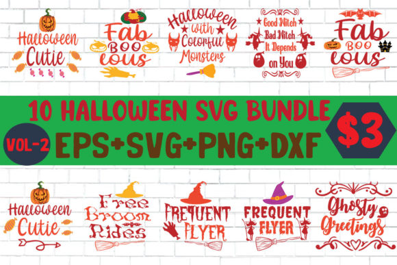 10 Halloween T-shirt Design Bundle: Graphics for Crafts