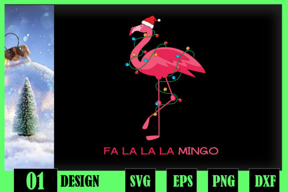 Fa La La La Mingo Flamingo Christmas for Graphics and Crafts