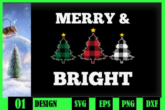Plaid Merry Bright Matching Christmas Graphics for Craft Projects