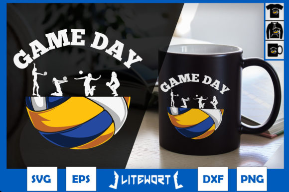 Volleyball Game Day Vibes Silhouette for Graphics and Crafts