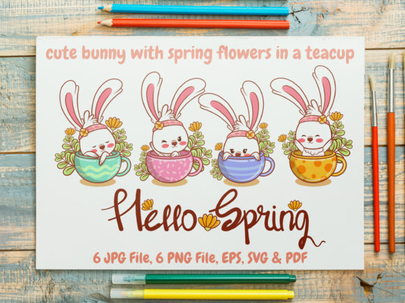 Why Cute Bunny with Flower Cups Graphics Is a Standout Brand Asset
