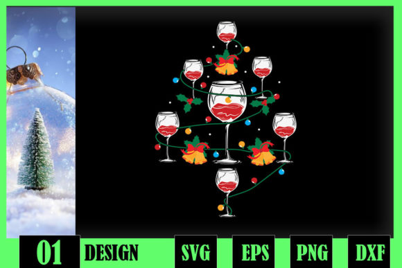 Wine Christmas Tree Lights: A Festive Graphic Design Asset for Crafts